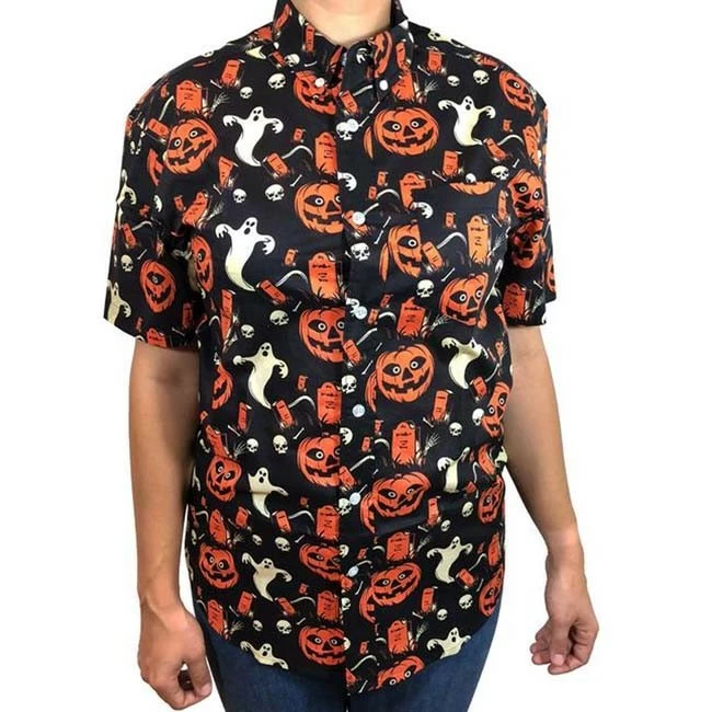 Creepy Co. Beistle® Graveyard Gourd Button Up Shirt *SALE* - Image 4