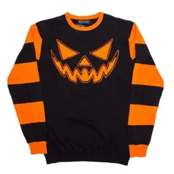 Kreepsville 666 Kreepsville666 Trick Or Treat Pumpkin Striped Sweater